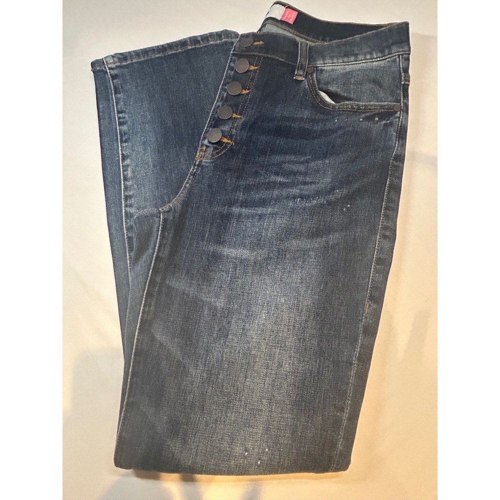 Cabi High StrJeans Women 10 Blue Distressed Paint Splatter Button Fly 5495